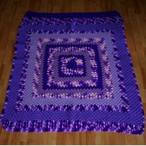 Granny Square Crochet Afghan Blanket Throw Purple
